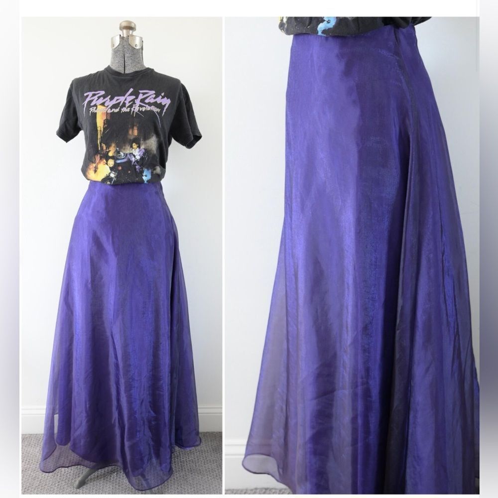 1990s Vintage SCALA Purple Organza Maxi Skirt